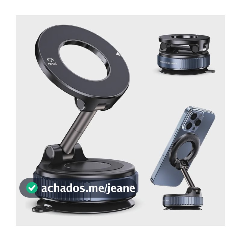 Suporte Celular Carro Magnético Rotativo 360dobrável Ventosa Preto