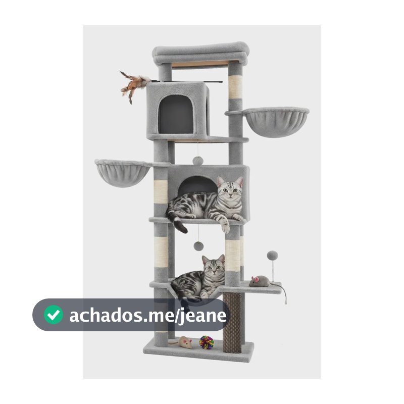 Arranhador Para Gatos Grande, Torre De Gato Com 2 Cestos Cinza