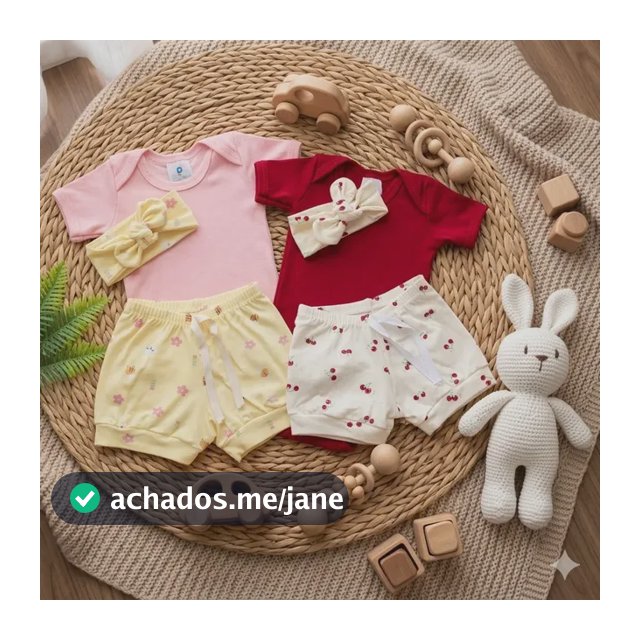 Kit 2 Conjuntos De Bebê Menina Body Short Tiara Minimalista Kit 2 Conjuntos Menina M 3 A 6 Meses