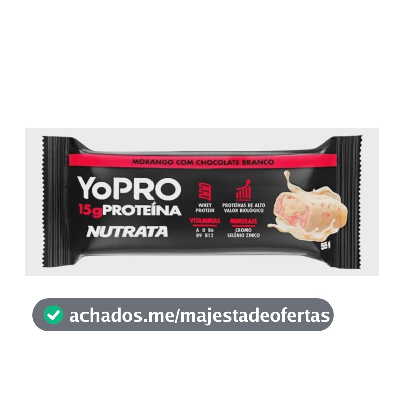 NUTRATA YOPRO 55G C/ 12 BARRAS - MORANGO COM CHOCOLATE BRANCO