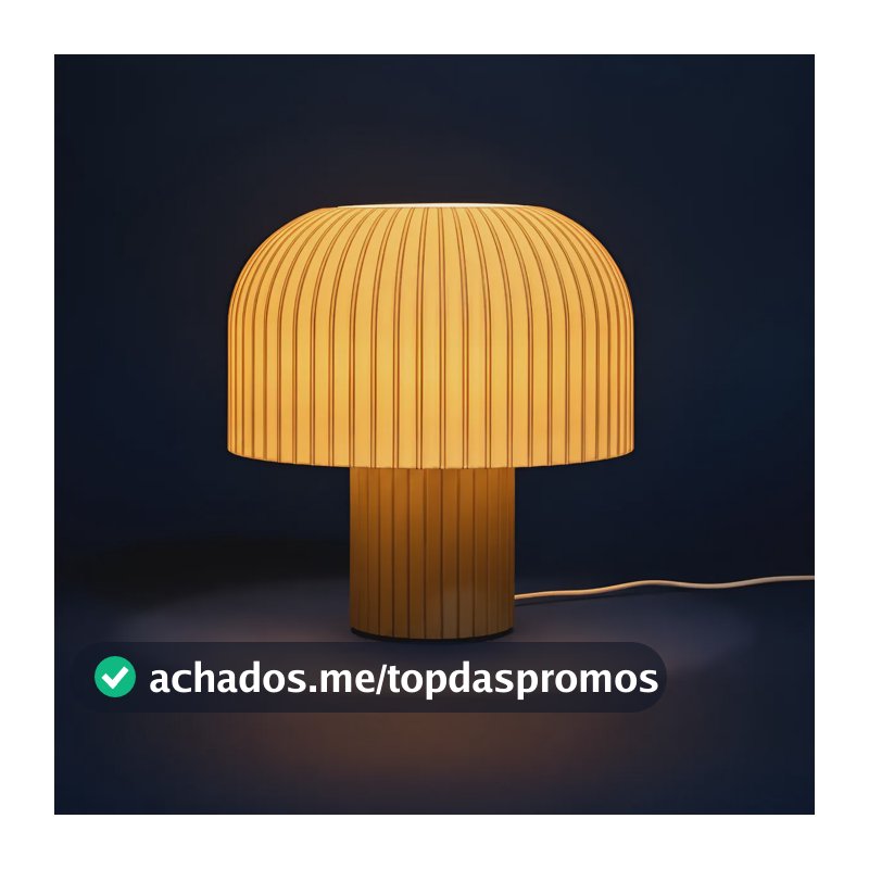 Abajur Luminária De Mesa Cogumelo Kaela Branco C/ Lampada Marrom-claro Branco 127/220v