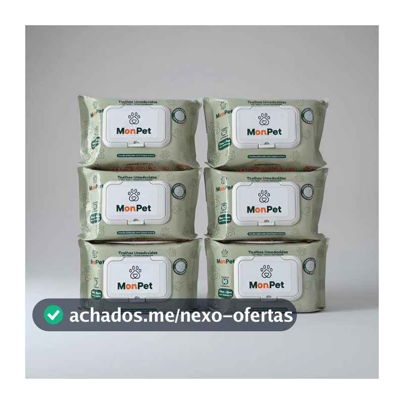 Toalha Lenço Umedecido Para Caes E Gatos Pet 6 Pacotes C/ 50