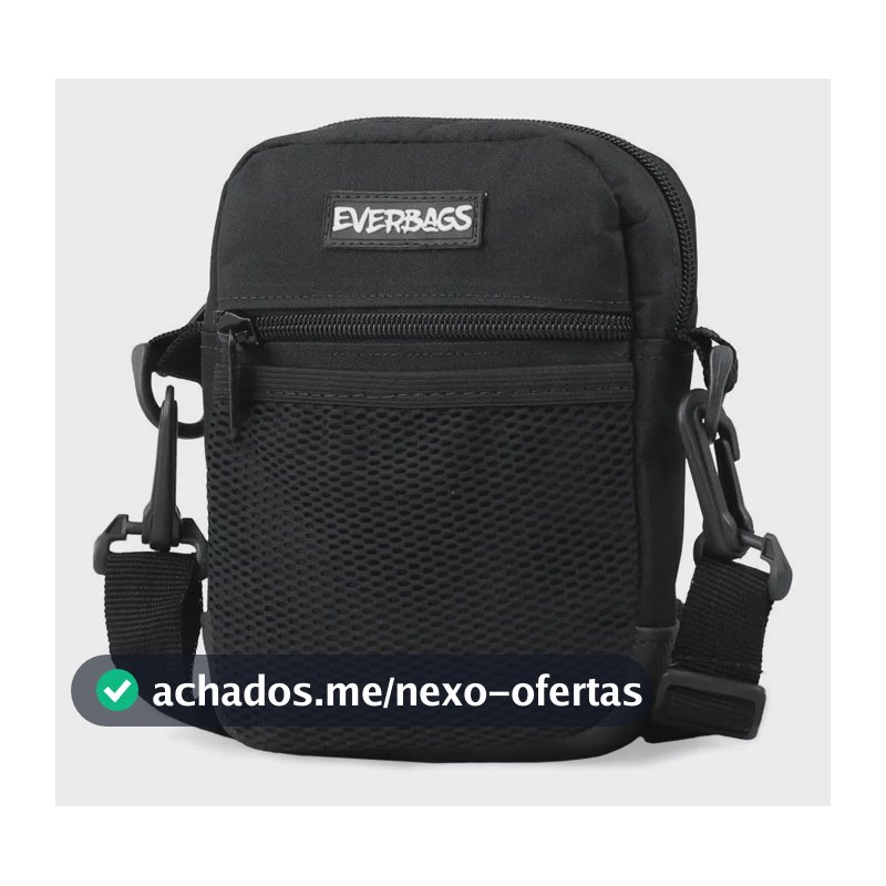 Shoulder Bag Preta Redinha Everbags Tira Colo Necessaire Cor Preto