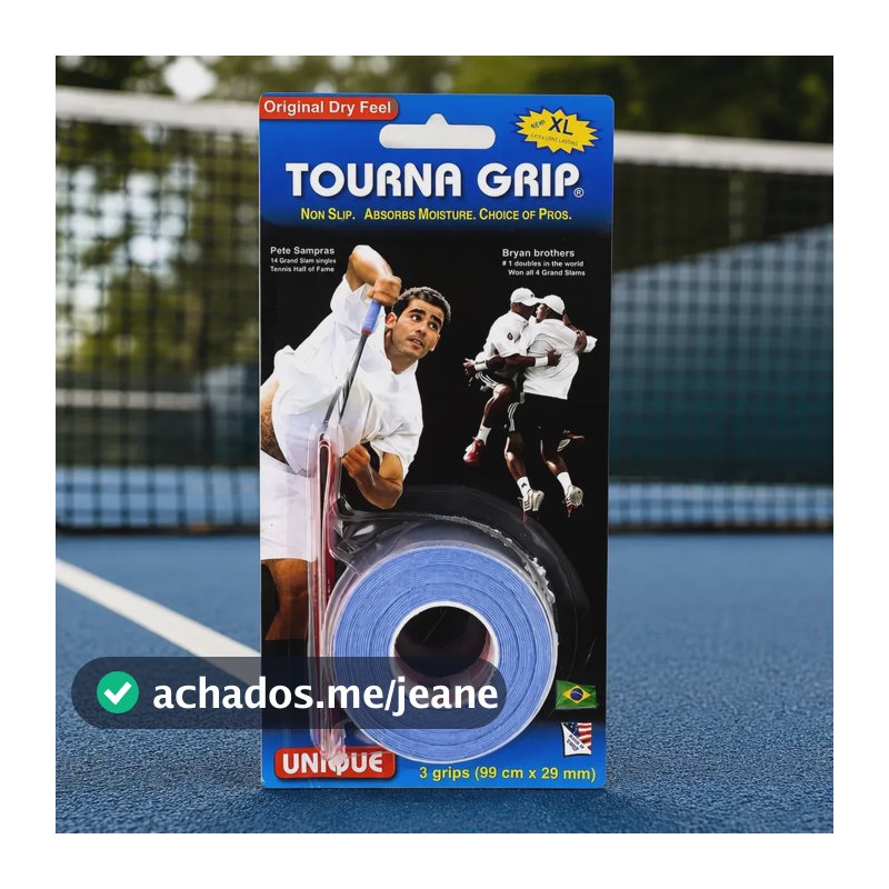 Overgrip Unique Tourna Sampras Azul Com 03 Unidades Grip Fita Cabo Empunhadura