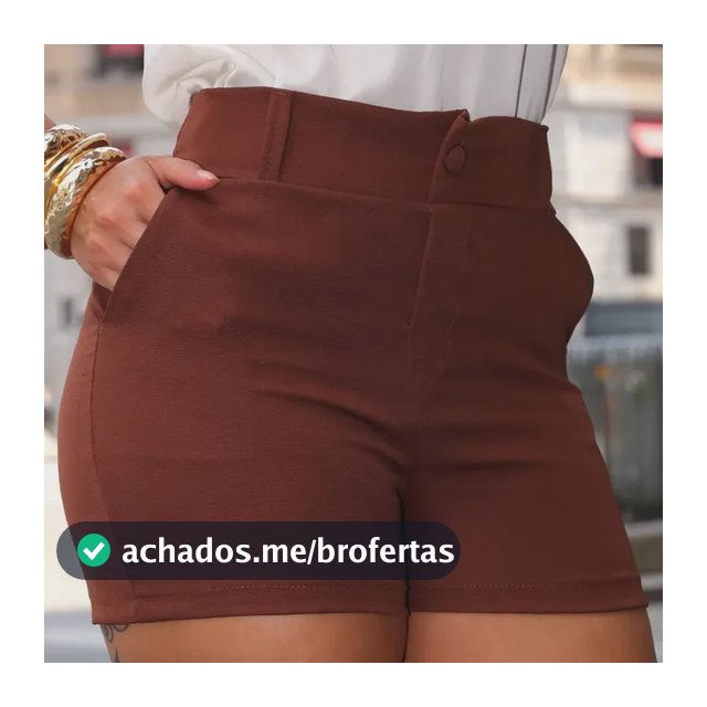 Shorts Alfaiataria Feminino Social Cintura Alta Bolsos Verão