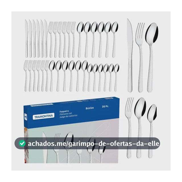 Jogo Talheres Faqueiro Inox  36 Peças Luxo Búzios Tramontina Prateado