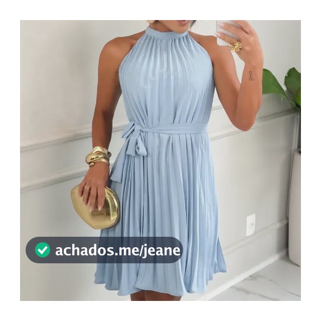 Vestido Feminino Branco Curto Duna Amarração Plissado Verão