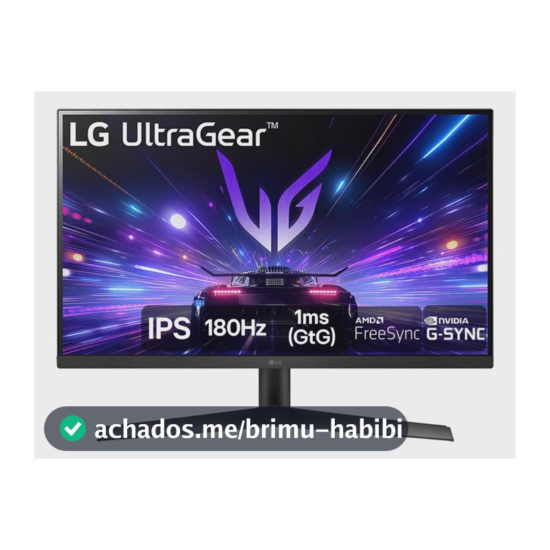 Monitor Gamer LG UltraGear 27” IPS, 180Hz, 1ms (GtG), NVIDIA G-SYNC , AMD FreeSync, HDR10, sRGB 99%, Preto- 27GS60F