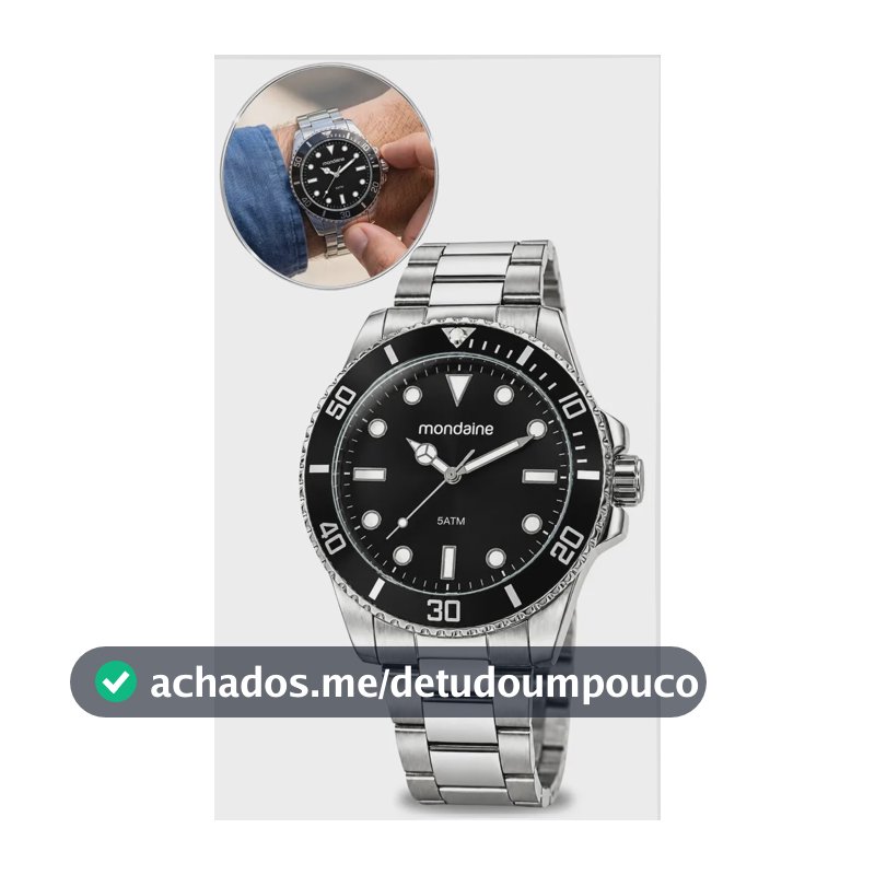 Relógio Prata Masculino Mondiane 32549g0mvne1 Cor da correia Prateado Cor do fundo Preto