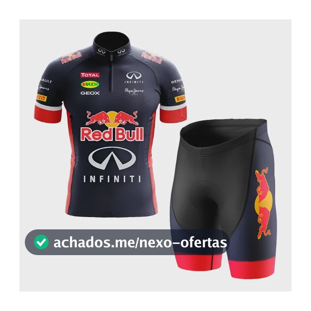 Conjunto Camisa Manga Curta E Bermuda Mtb Red Bull Dry Fit