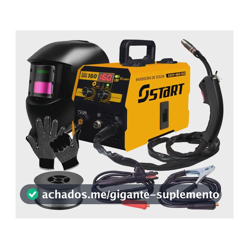 Maquina Inversora Solda Mig 160a 3 Em 1 Tig Lift Acessórios Amarelo 220v