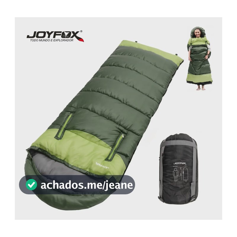 Joyfox Saco De Dormir Com Zíper Duplo E Abertura Para Os Braços 210 x 75 cm Verde Conforto, Impermeável E Portátil Para Camping