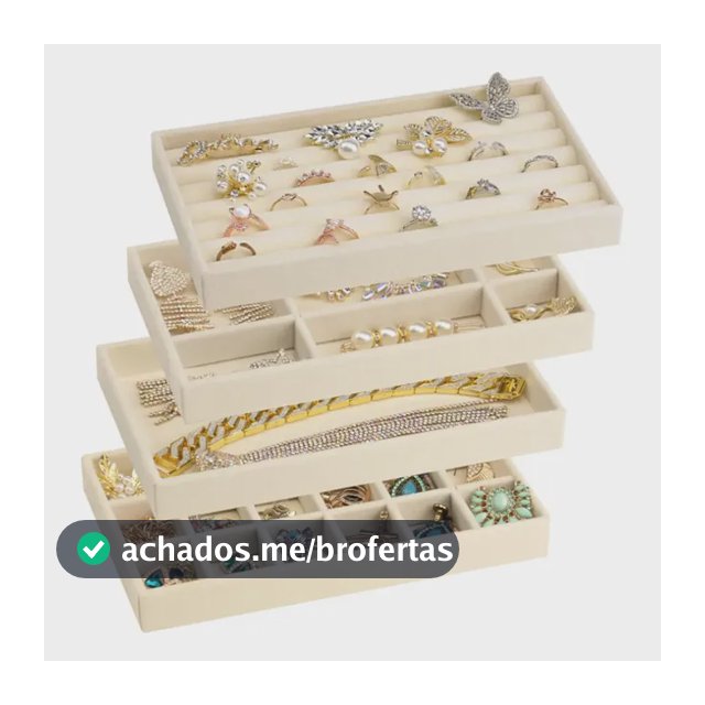 Kit 4 Veludo Organizadors Bandejas Para Jóias Bijuterias Top