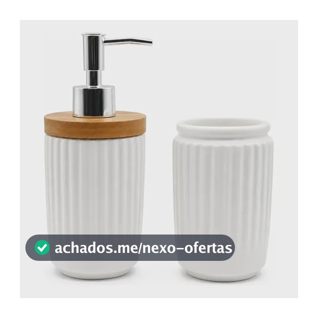Kit Lavabo Cerâmica Branco Granilite Dispenser Porta Escovas White Granilite Silver