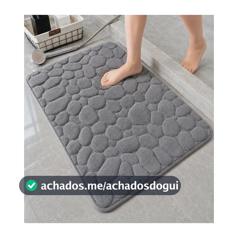 Tapete Banheiro Antiderrapante Macio Absorvente 60x40 Cinza