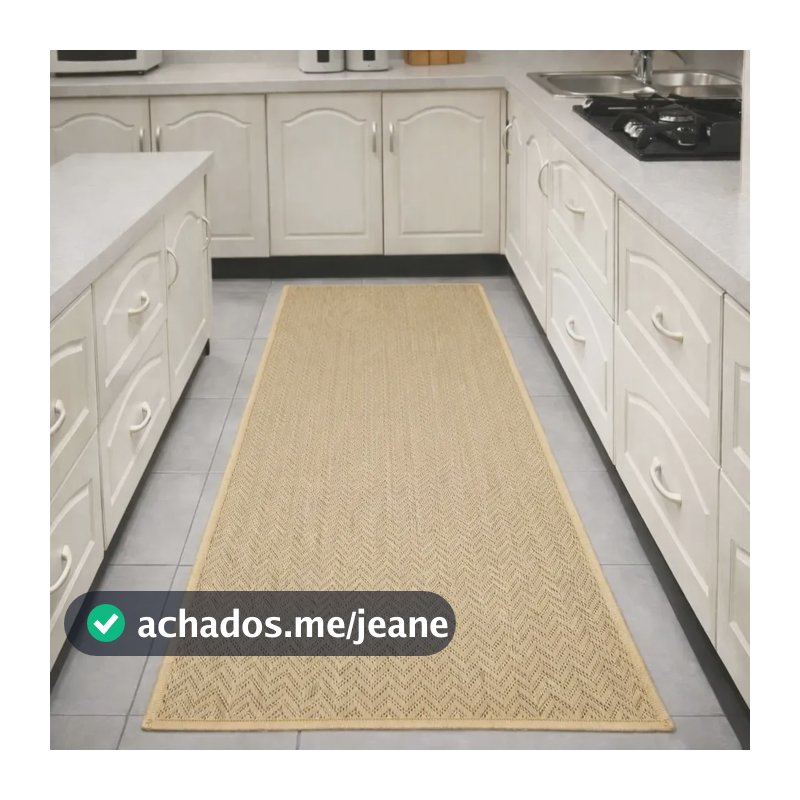 Passadeira Tapete Sislle Antiderrapante 150x50cm Bege Cozinha Corredor