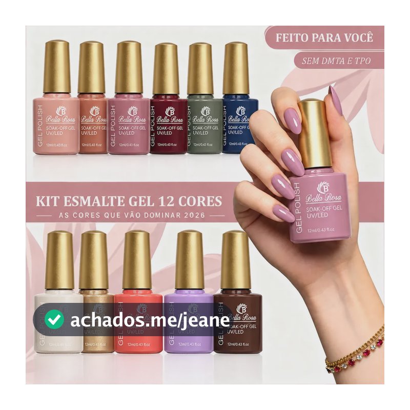 Kit 12 Esmaltes Unha Gel Polygel Manicure Pedicure Rosa-chiclete