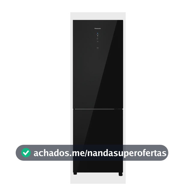 Refrigerador Panasonic 407l Black Glass Nr-bb41gv2b Preto
