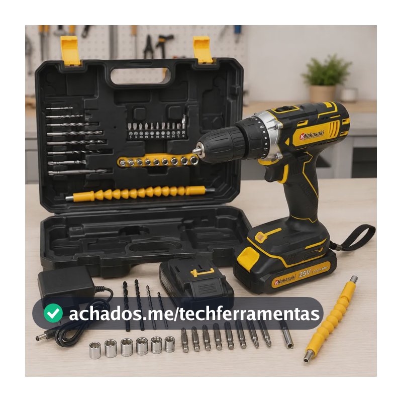 Parafusadeira Furadeira 25v Sem Fio Kit Completo