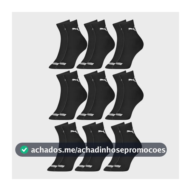 Kit 9 Pares Meias Puma Cano Médio Adulto Algodão Original