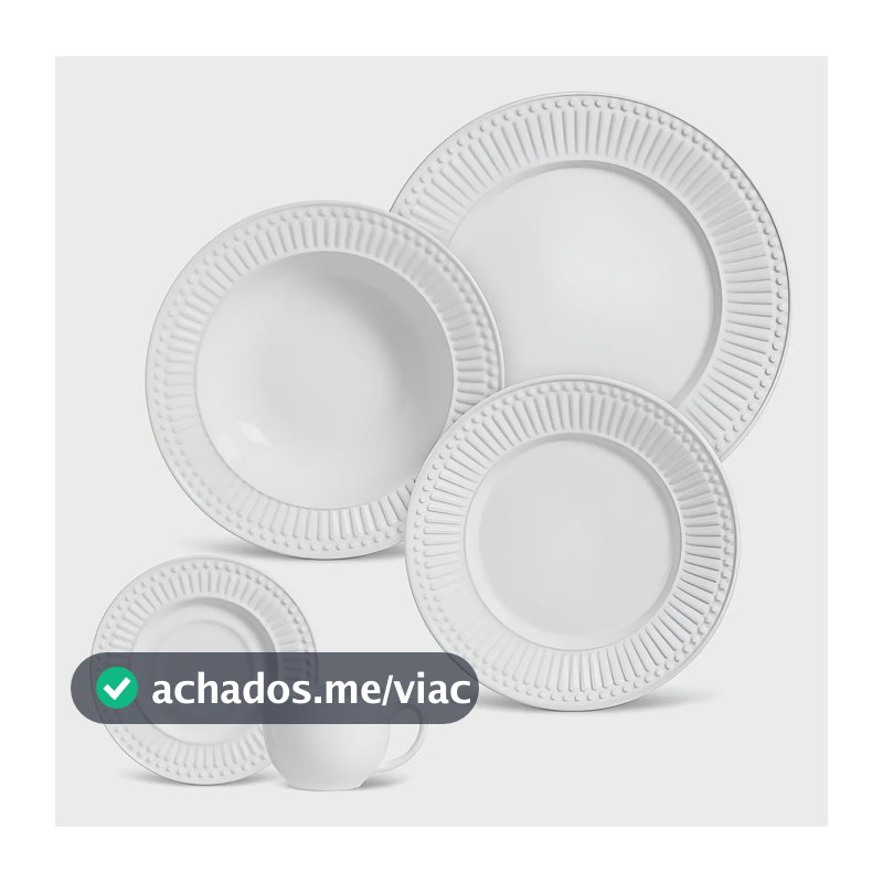 Aparelho de jantar 30 peças Porto Brasil Cerâmica cor branco linha Roma