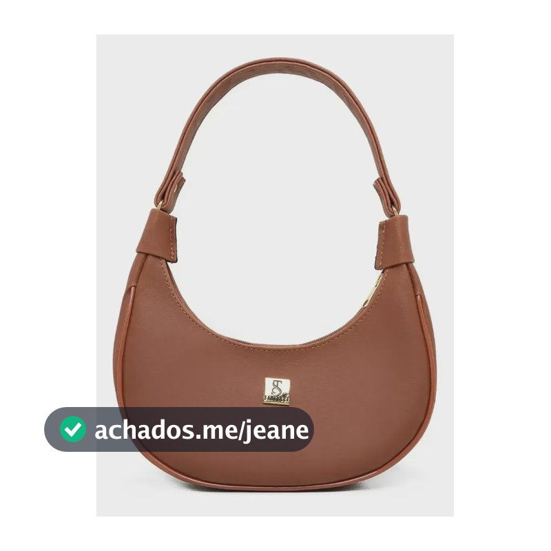 Bolsa Feminina Tote Meia Lua De Ombro E Mão Sofisticada Acambamento dos ferragens Ouro Cor Marrom Correia de ombro Marrom Desenho do tecido Lisa