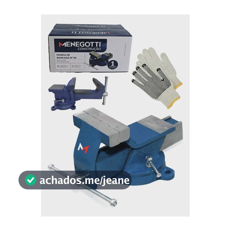 Morsa Profissional Bancada 6 Menegotti Torno Giratório +luva Azul