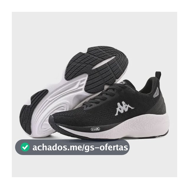 Tênis Kappa Pulse Academia Corrida Caminhada Original Unisex Preto/branco 40 Br