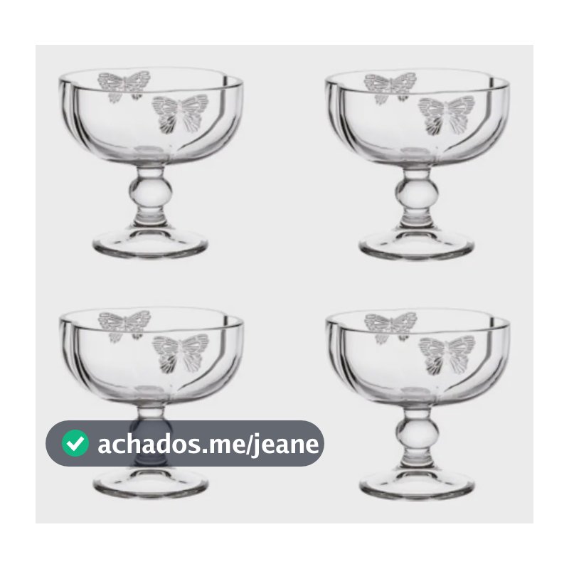 Jogo 4 Taças Vidro Sobremesa Sorvete Molhos Caldas