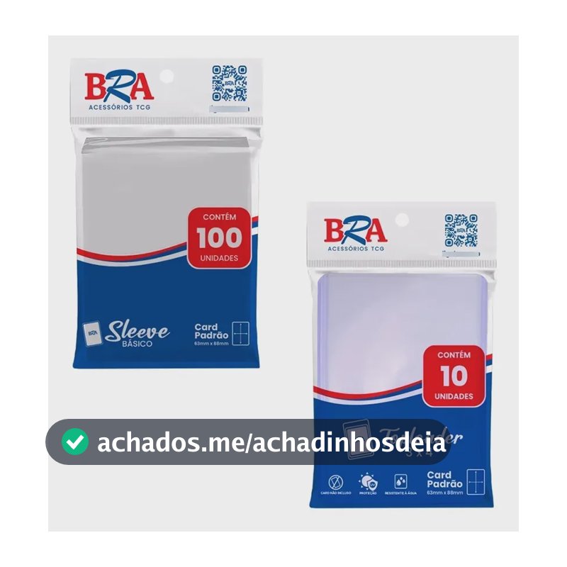 100 Sleeve + 10 Toploader Bra Para Pokemon, Magic E Outros Transparente