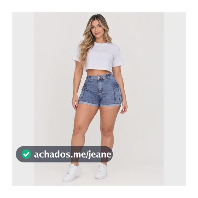 Short Jeans Feminino Cargo Levanta Bumbum Cintura Alta