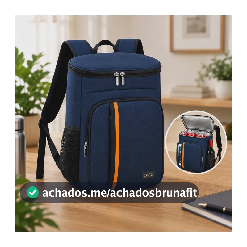 Mochila Térmica Bolsa Termica Viagem Espaçosa Bag Comida Trabalho Bebida Com Alça Cooler Praia Passeio Azul Marmita Bebidas Grande Isotérmica Lancheira Litros Impermeável Premium Lfal
