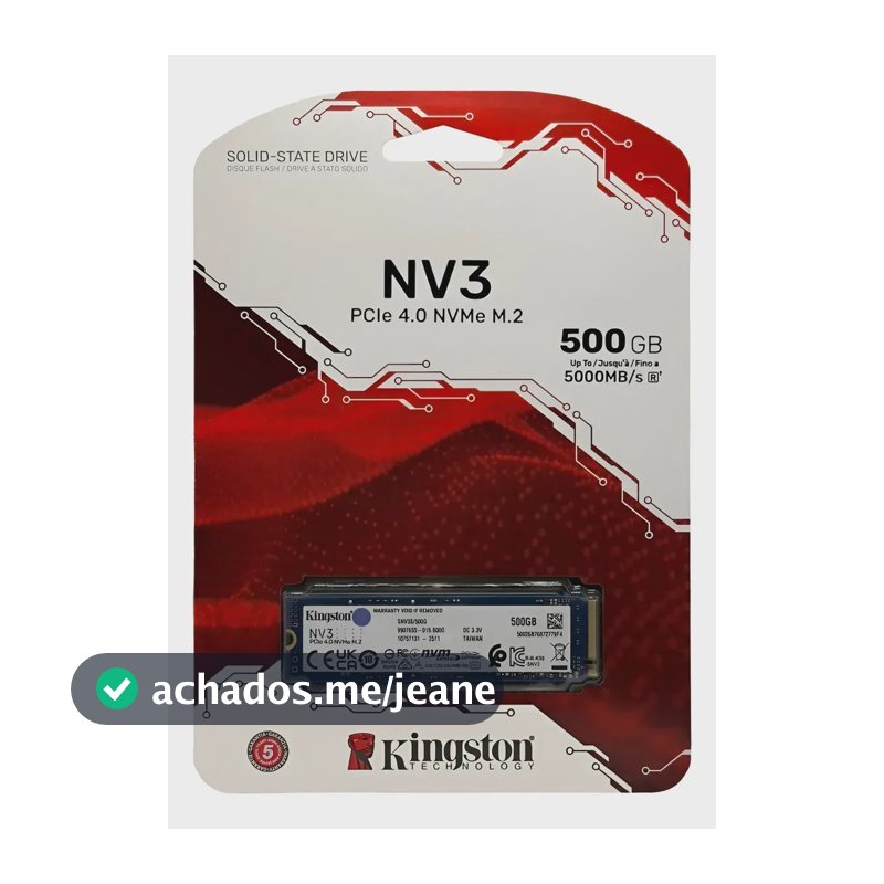 SSD Kingston NV3 500GB M2 2280 NVME PCIe 4.0 Gen 4x4