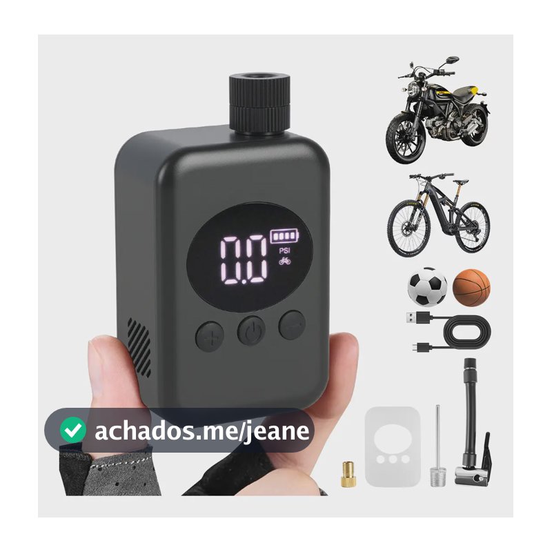 Bomba Ar Elétrica Portatil Speed Bike Moto Pneu 150psi Preto