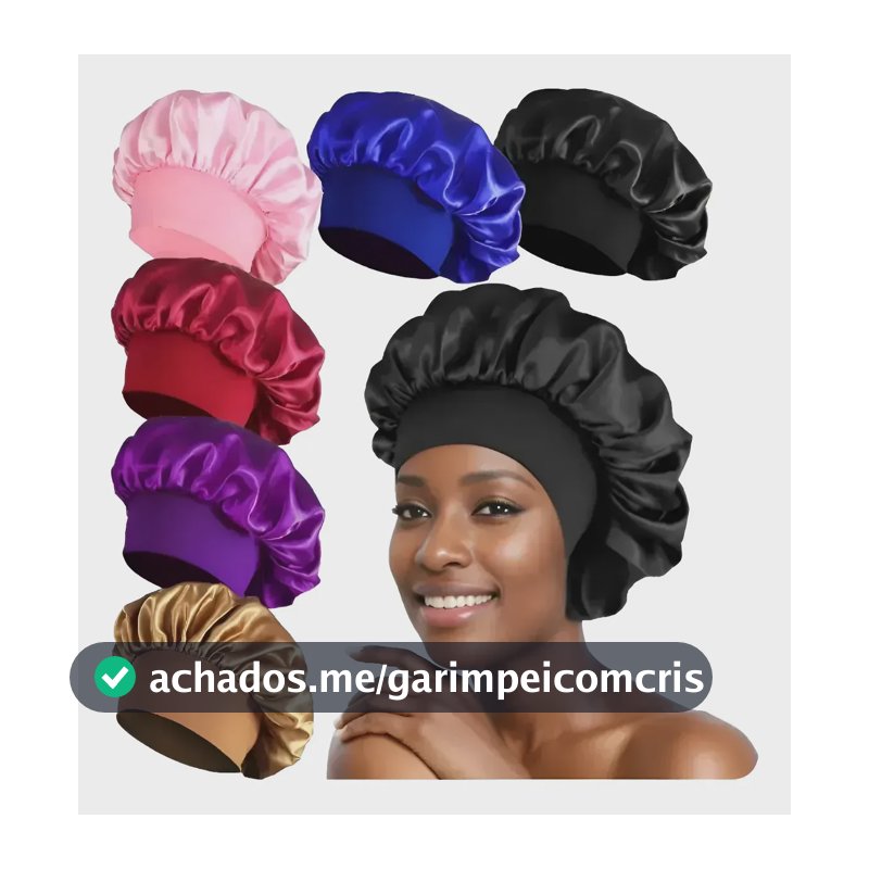 Kit 2 Toucas De Cetim Com Faixa Anti Frizz Proteção Noturna