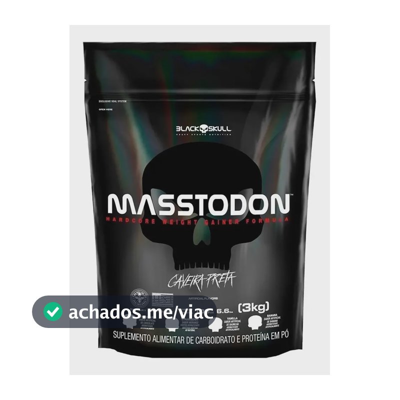 Hipercalórico Masstodon Massa 3kg Black Skull Sabor Chocolate