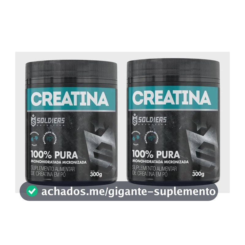 Kit: 2 Creatina Pote 300g 100% Pura Soldiers Nutrition Treino Performance Fortalecimento