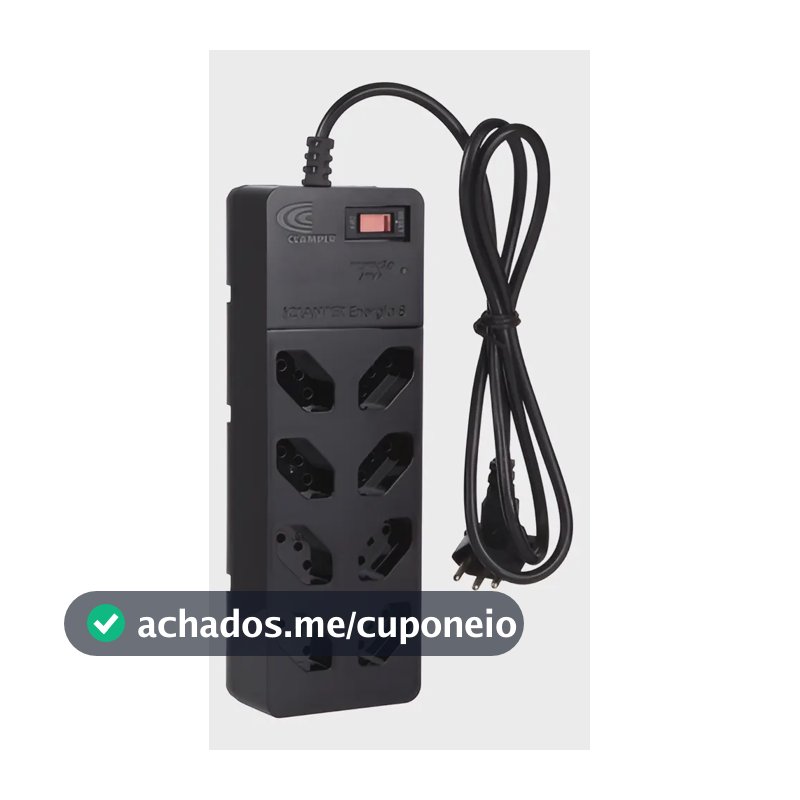 Filtro Linha Régua Energia 8 Tomadas Tecnologia Lcf Clamper Preto 127/220v