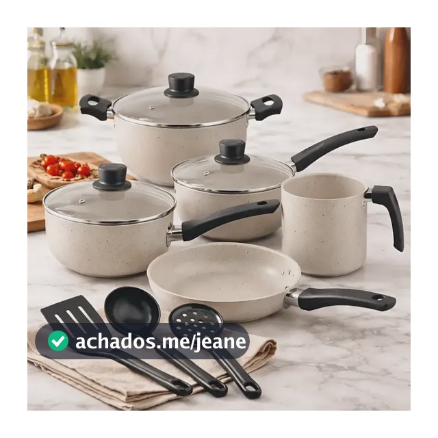 Conjunto Panelas Antiaderente 8 Peças Teflon Eli Magazine Bege
