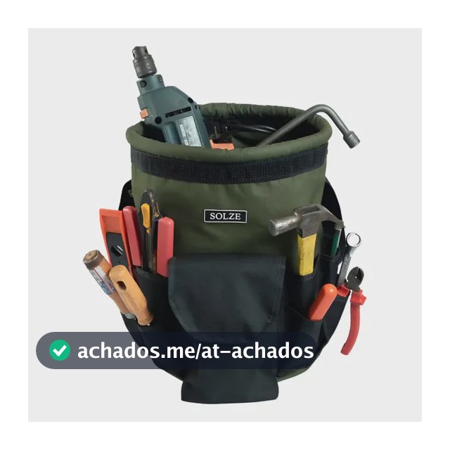 Bolsa Balde para Ferramentas de Eletricista Solze, Cor Verde Militar e Preto
