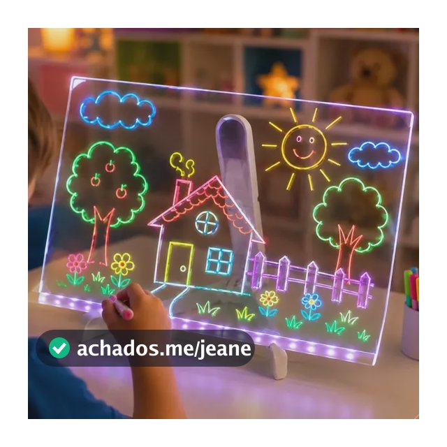 Lousa Infantil Mágica Acrílico Led Canetas Coloridas 30x20cm Branco