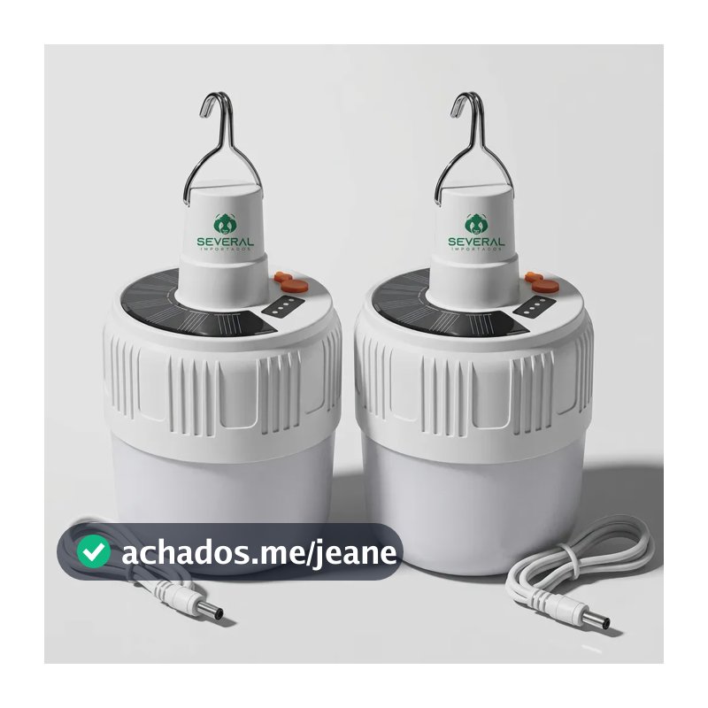 Kit 2 Lampada Led Solar Lampiao Recarregável Camping Usb Pesca Jardim Multiuso Viagem Several