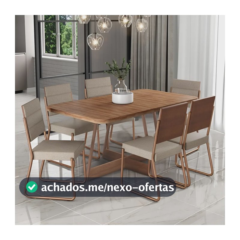 Conjunto Sala De Jantar 6 Cadeiras Charlotte Carraro Rose