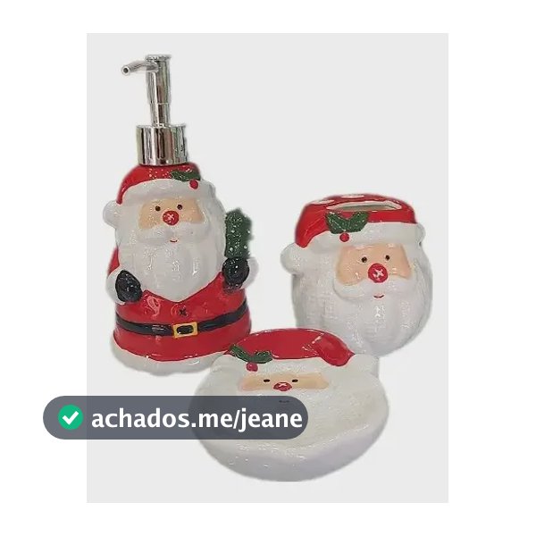 Kit 3 Peças De Banheiro De Porcelana Do Papai Noel De Luxo Vermelho