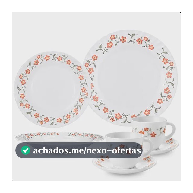 Aparelho De Jantar E Chá/café 20 Peças Vidro Opaline Branco Branco Floral