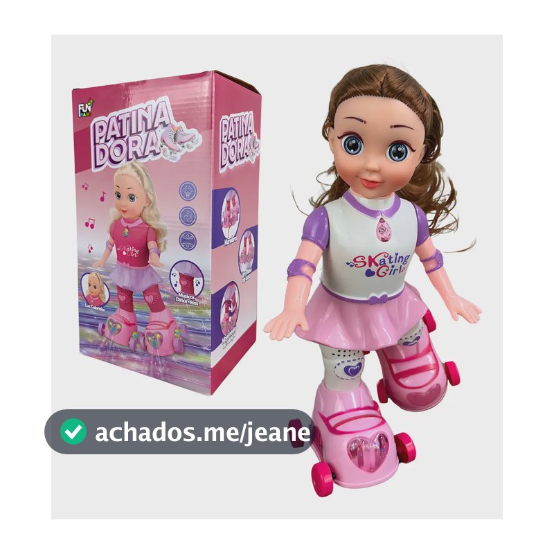 Boneca Patinadora Canta Dança Infantil Com Luzes E Patins