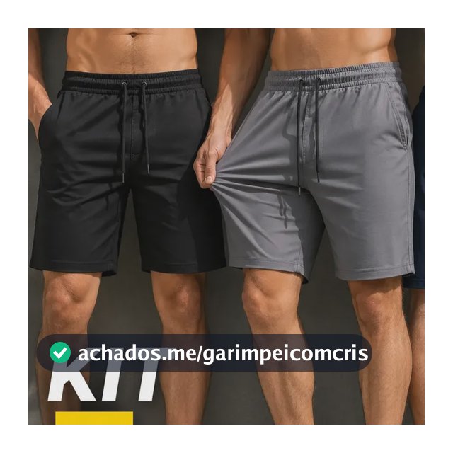 Kit 3 Short Bermuda Masculino Elastano Academia Casual Bolso
