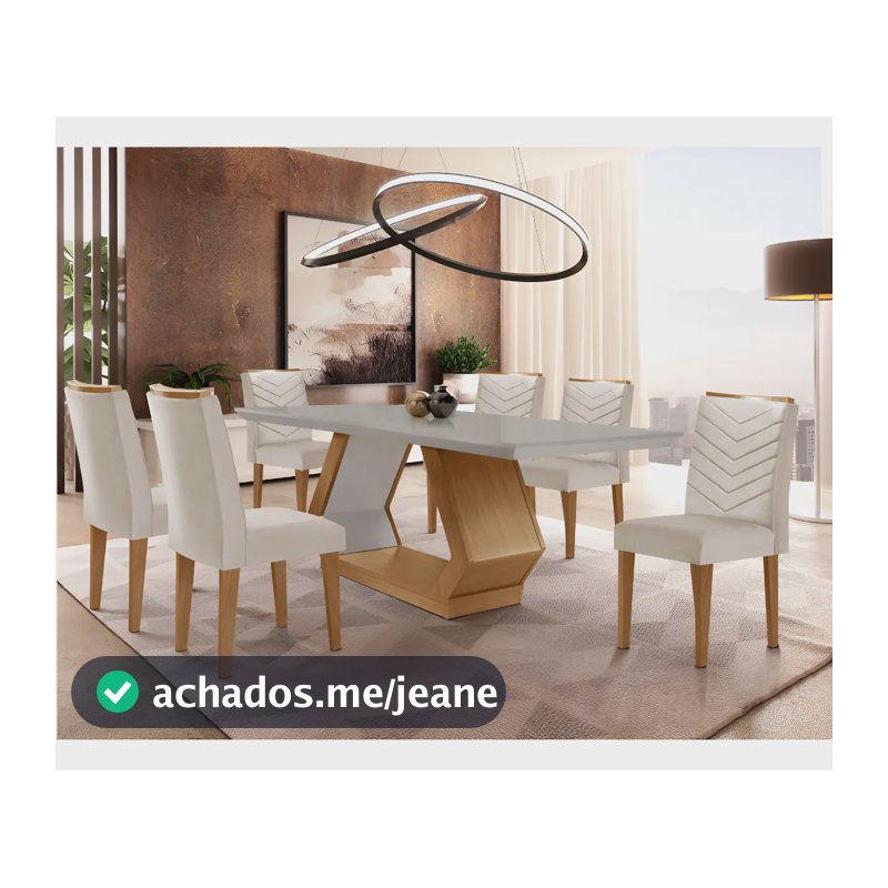 Mesa De Jantar 6 Lugares Retangular Rufato Alvorada Londrina Cor Branco e Madeira
