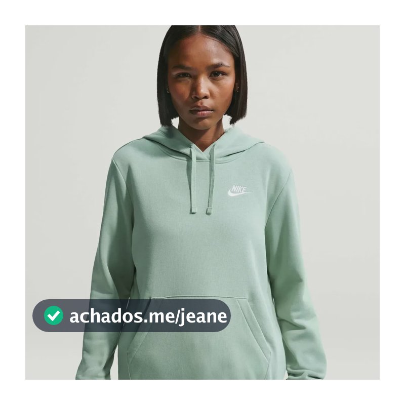 Blusão Nike Sportswear Club Fleece Feminino Gg Verde Claro/branco Liso