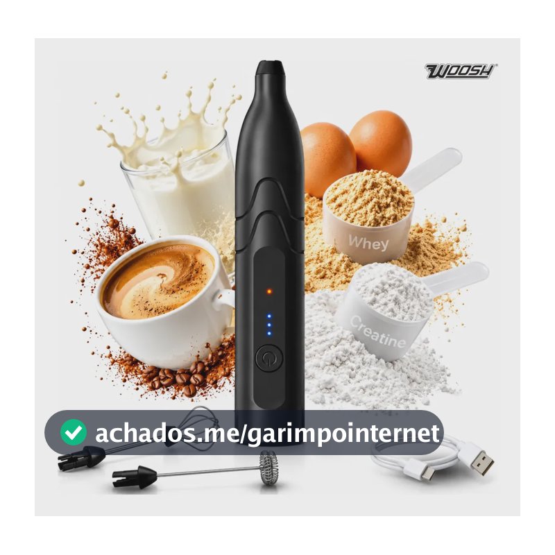Mixer Elétrico Portátil 2 em 1 Recarregável Potente Misturador de Bebidas e Ovos 3 Velocidades Usb Batedor e Fue Fouet Woosh